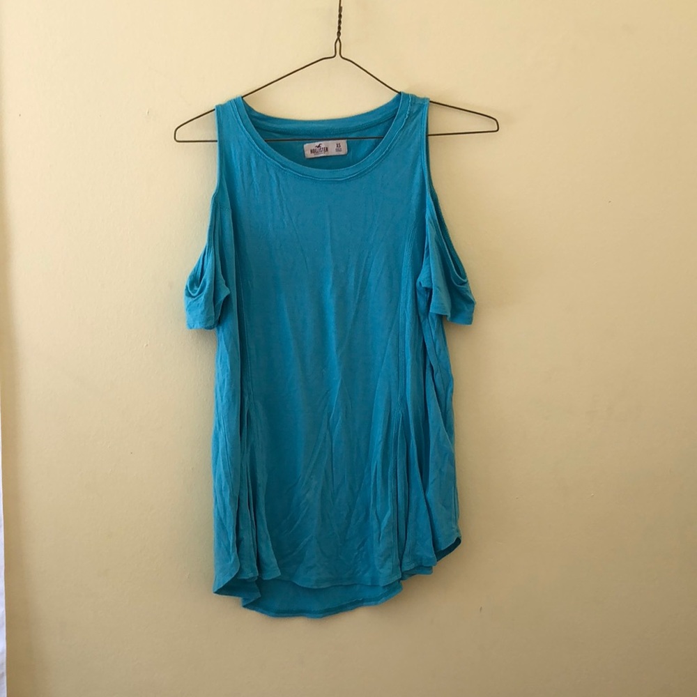 Turquoise cold shoulder shirt